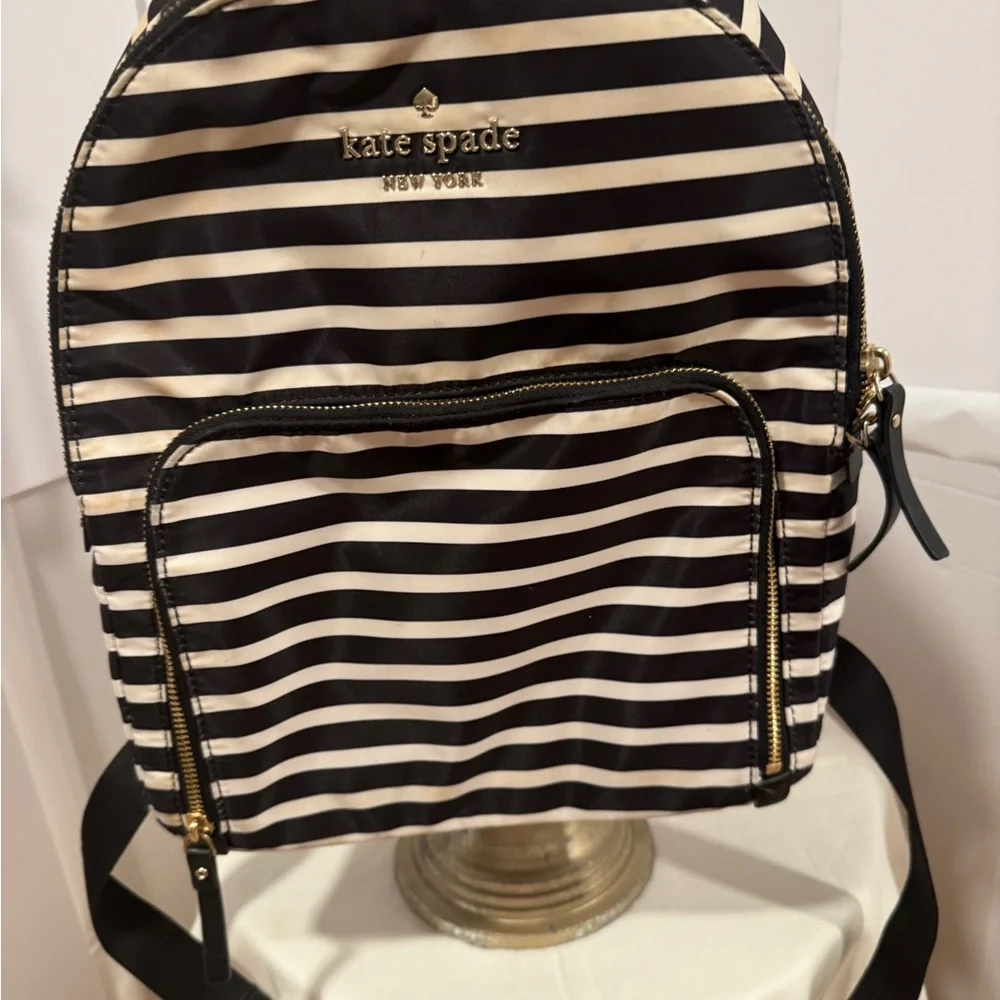 Kate Spade Black and white striped back pack